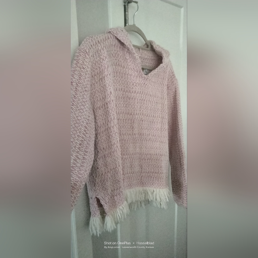 Earth Ragz Pink White Woven Hooded Poncho Juniors XXL Reggae